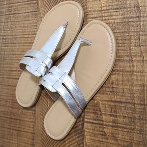 Rockport Leather Thong Sandal Metallic Silver 8.5